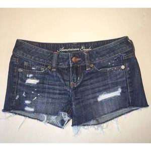 American Eagle Jean Shorts Distressed Ripped Denim